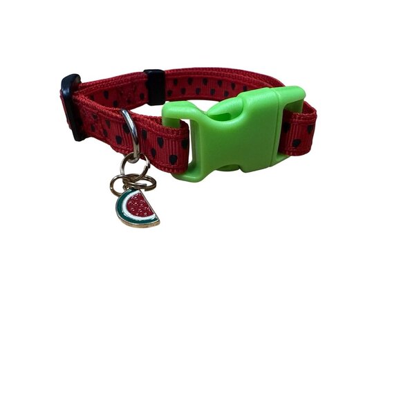 Adjustable Pet Collar With Watermelon Charm Red & Green Cute Design For Cats Or - Picture 2 of 2